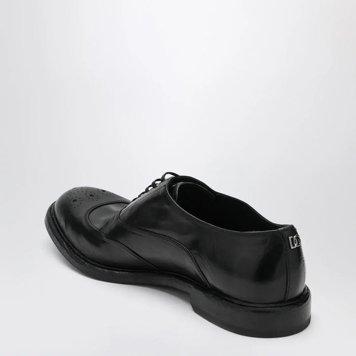 Dolce&amp;Gabbana - Washed black calfskin lace-up shoe Brand Shoes