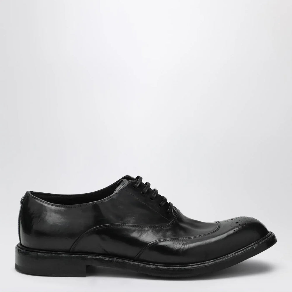 Dolce&Gabbana - Washed black calfskin lace-up shoe Brand Shoes 40 IT