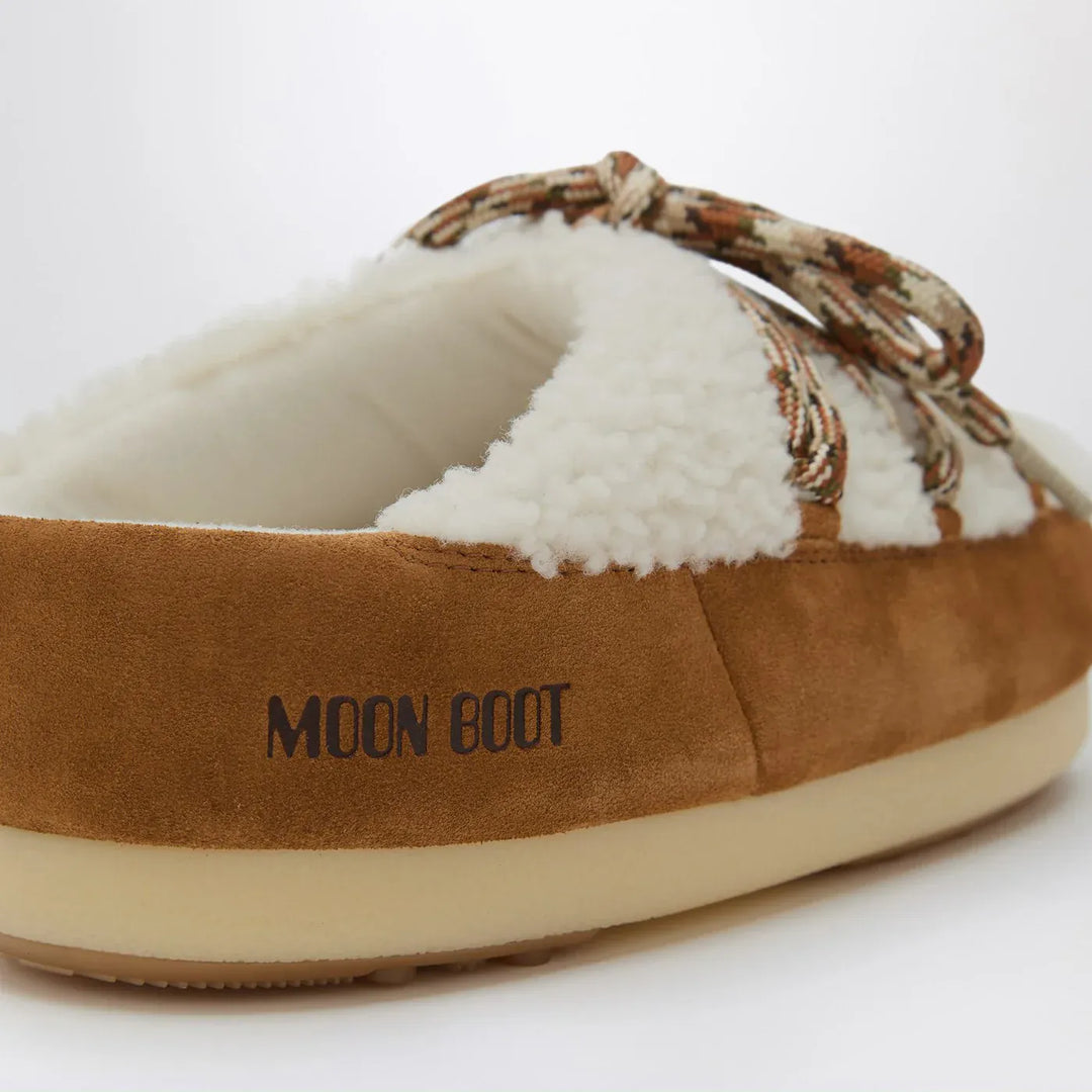 Moon Boot - White shearling and suede mules Brand Shoes