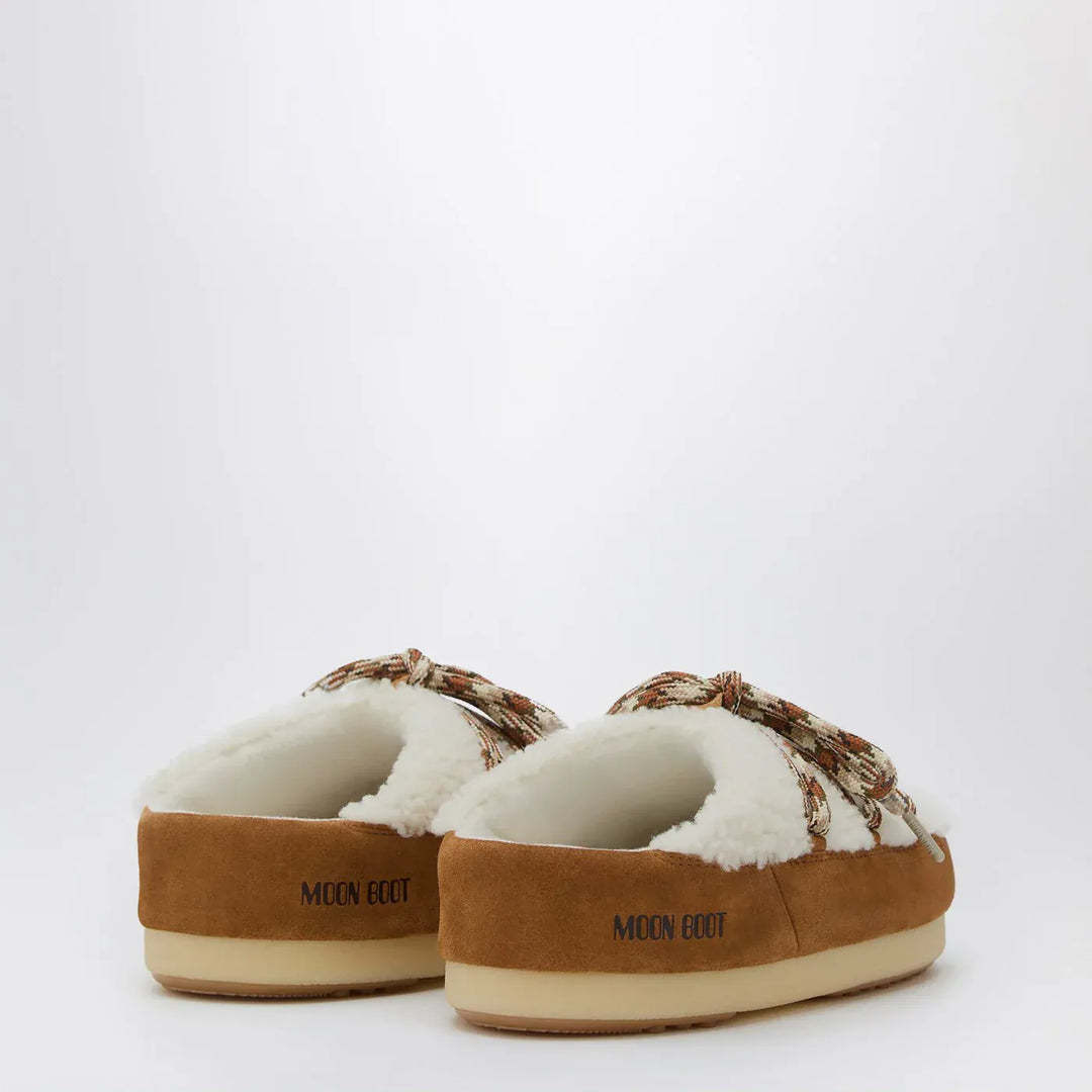 Moon Boot - White shearling and suede mules Brand Shoes