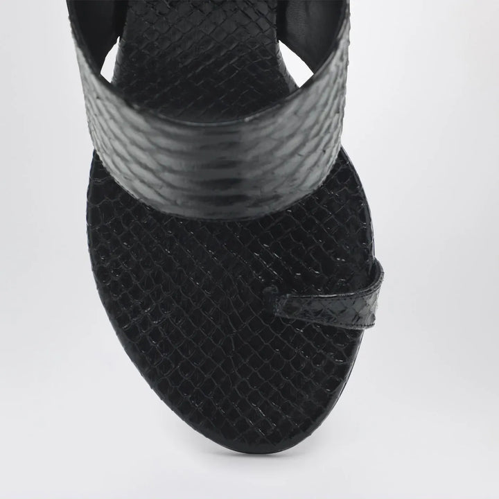 Paris Texas - Lidia python-effect black leather thong mule Brand Shoes