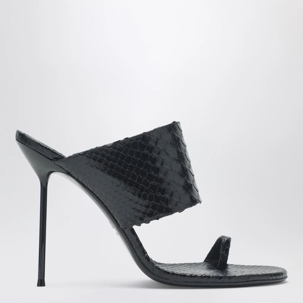Paris Texas - Lidia python-effect black leather thong mule Brand Shoes 36 IT