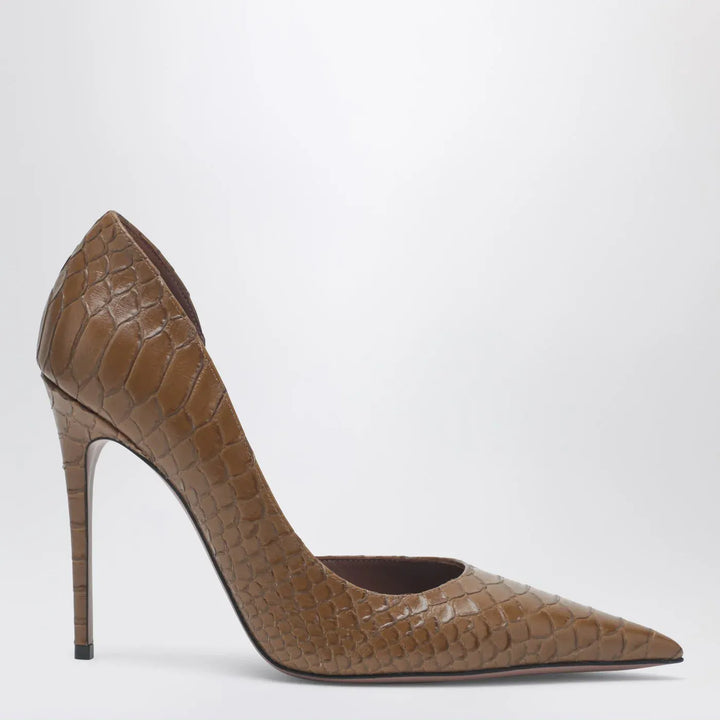 Paris Texas - Vera 105 coffee-colored leather pumps with python-effect Brand Shoes 36 IT