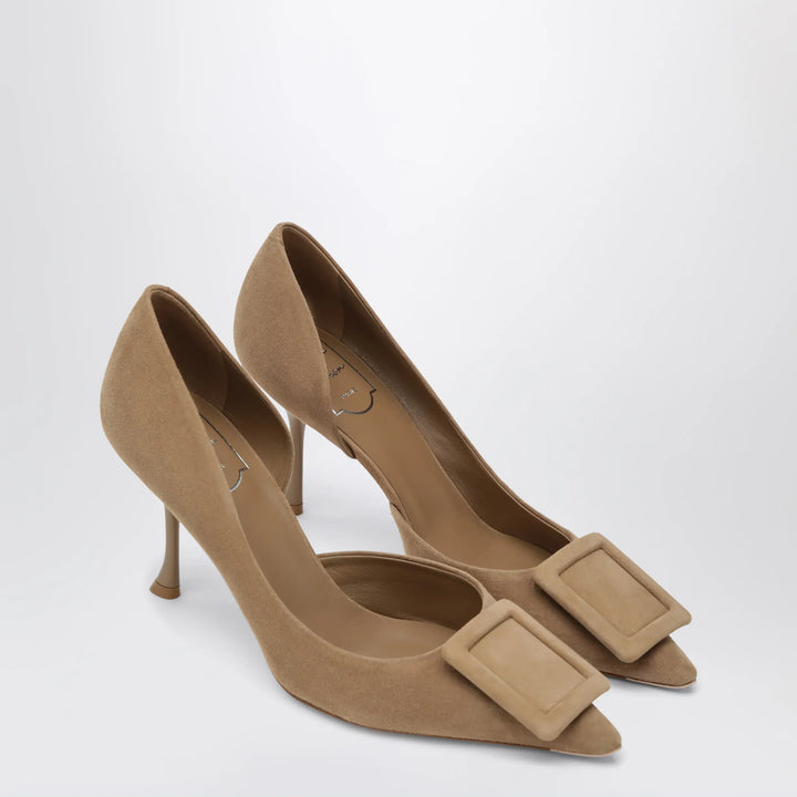 ROGER VIVIER - Viv Ville Dorsay suede pumps in tobacco brown Brand Shoes