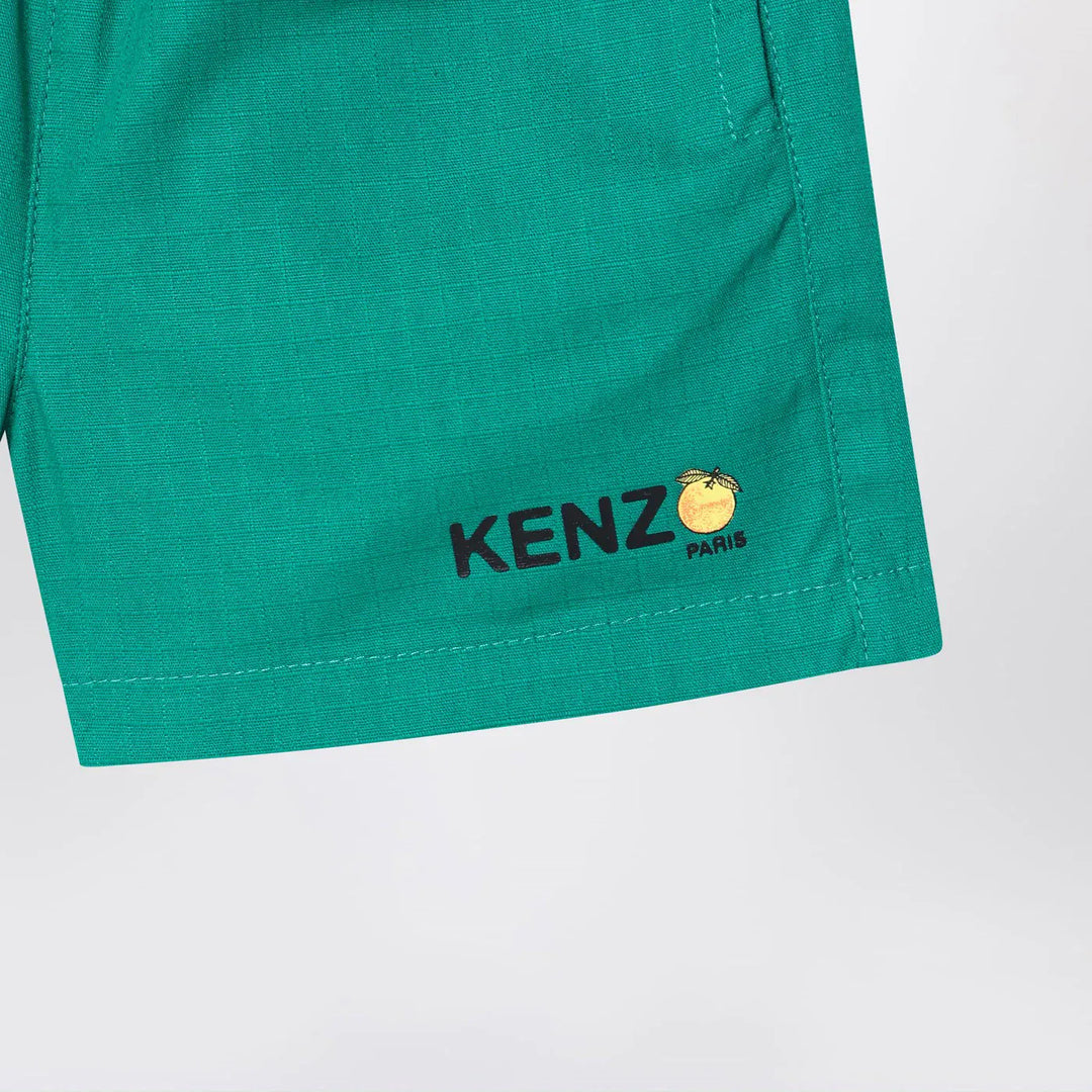 KENZO - Green cotton Shorts with logo Brand Shorts 12