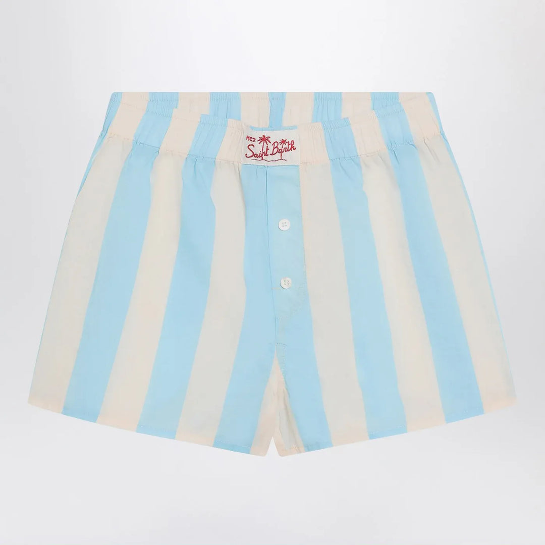MC2 Saint Barth - Blue/white striped Boxy Jr Shorts Brand Shorts 10Y