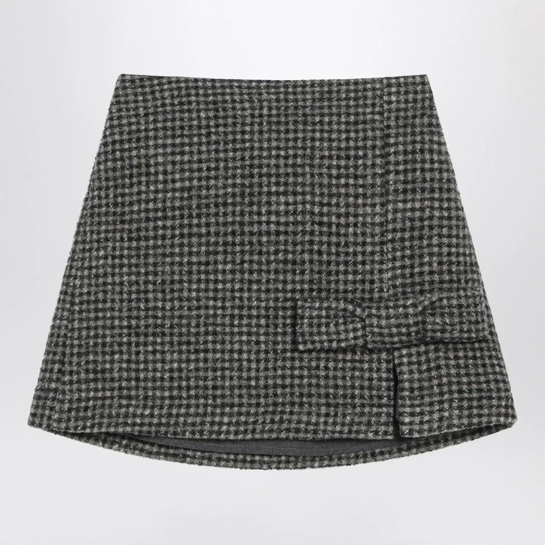Douuod - Ebony/beige checked wool Nicaragua skirt Brand Skirts 2