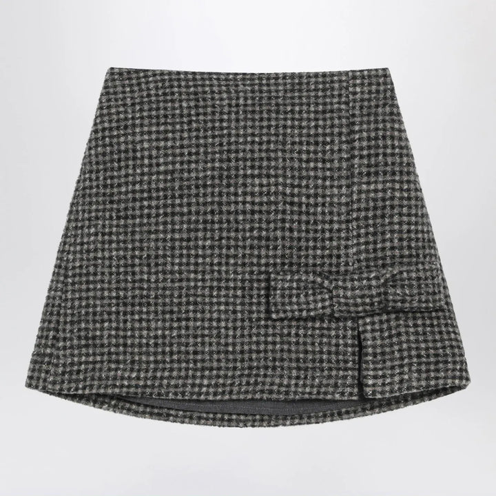 Douuod - Ebony/beige checked wool Nicaragua skirt Brand Skirts 2