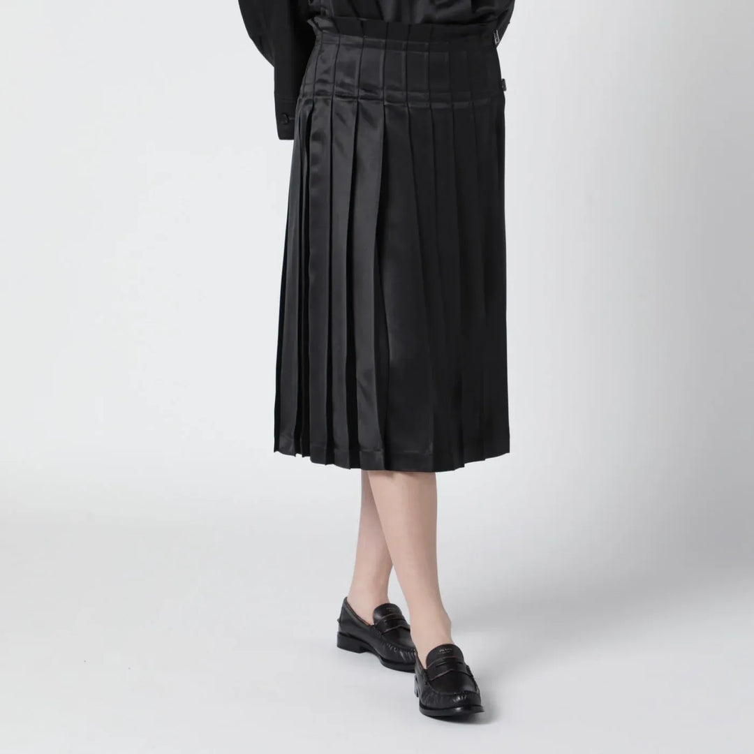 Durazzi Milano - Dark grey glossy viscose pleated skirt Brand Skirts