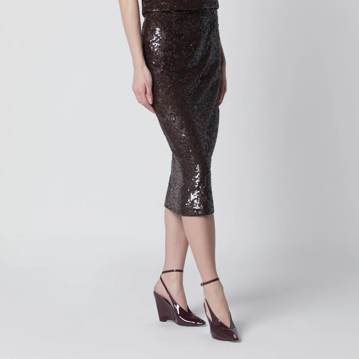 P.A.R.O.S.H. - Brown sequin pencil skirt Brand Skirts