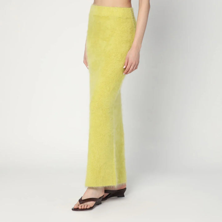 Soft Goat - Long Lime-coloured brushed cashmere skirt Brand Skirts