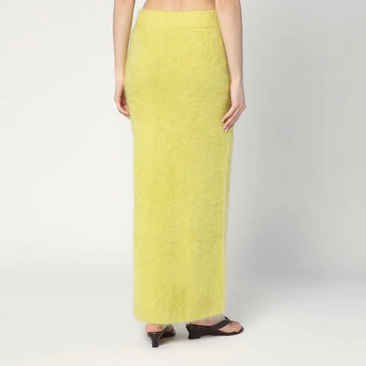 Soft Goat - Long Lime-coloured brushed cashmere skirt Brand Skirts