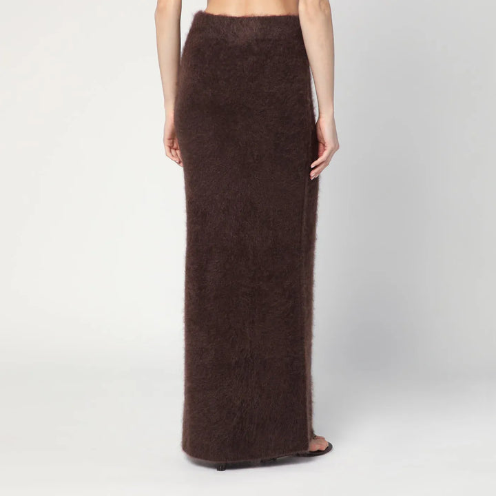 Soft Goat - Long Mocha-coloured brushed cashmere skirt Brand Skirts