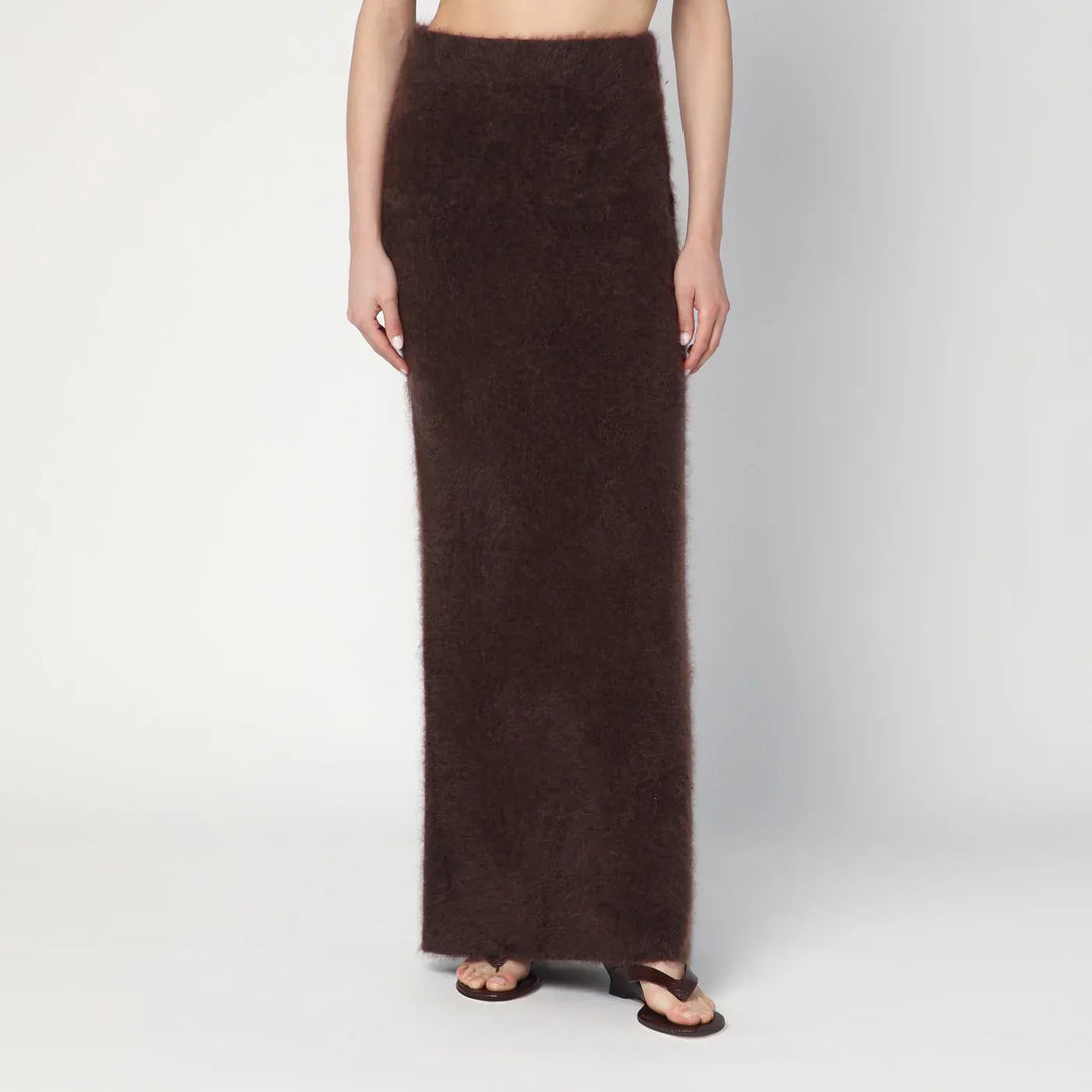 Soft Goat - Long Mocha-coloured brushed cashmere skirt Brand Skirts M