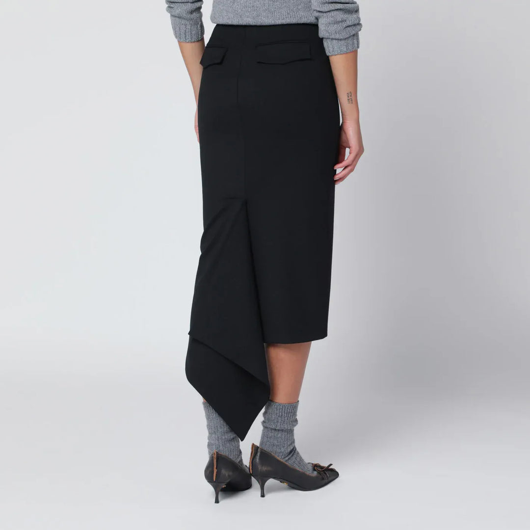 TheLatest - Black cotton midi skirt Brand Skirts