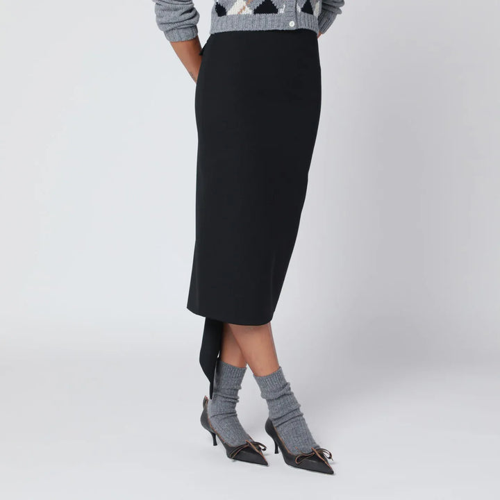 TheLatest - Black cotton midi skirt Brand Skirts