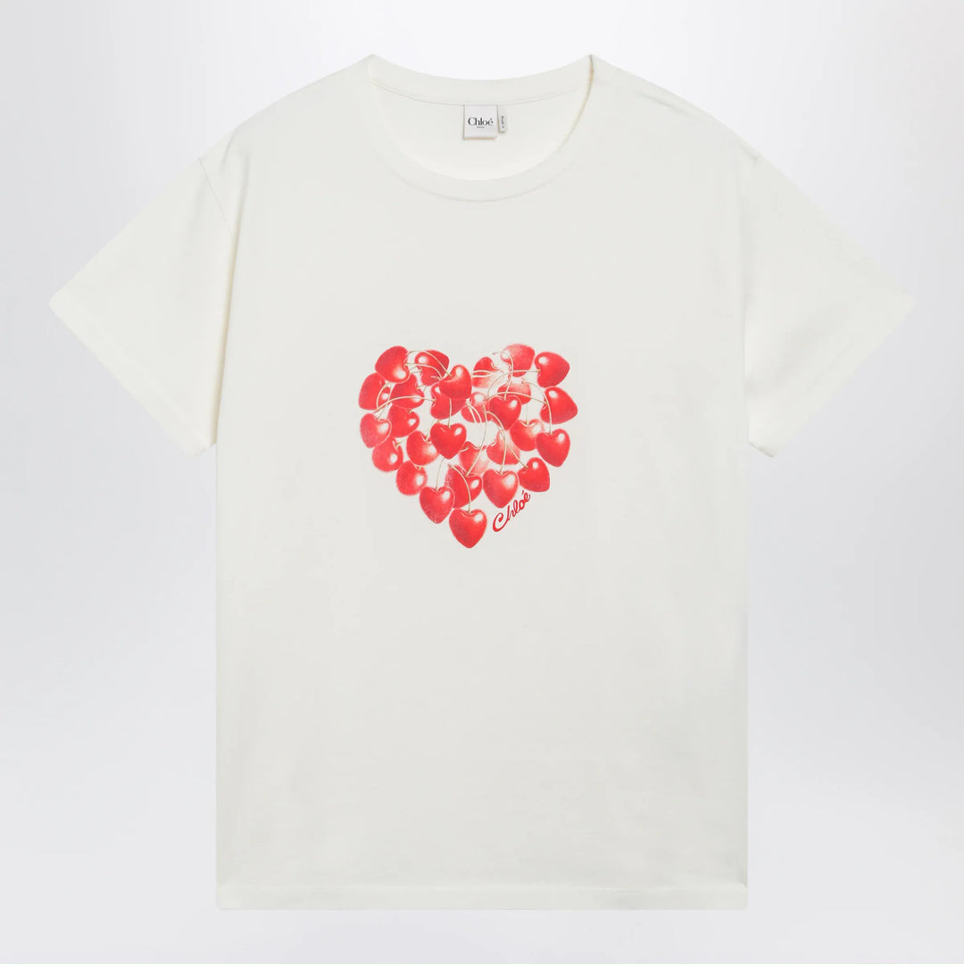 Chloé - White T-shirt with cherry logo print Brand T-Shirt XS