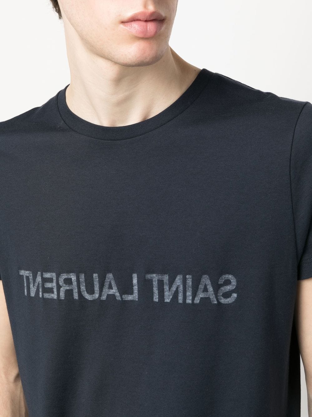 Saint Laurent Topwear L Saint Laurent Reverse logo-print cotton T-shirt Saint Laurent Reverse logo-print cotton T-shirt Brand