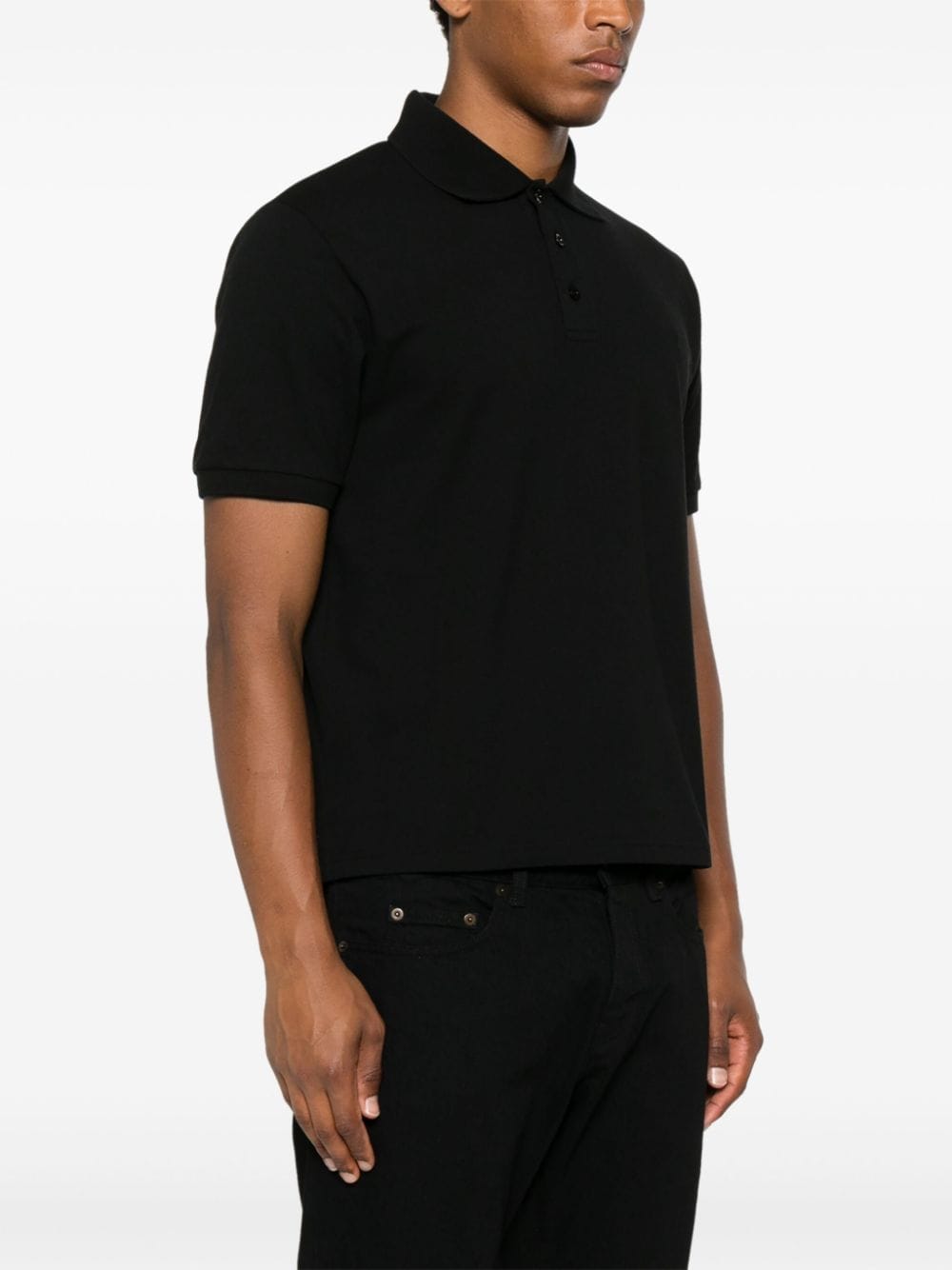 Saint Laurent Topwear Saint Laurent T-shirts and Polos Black Saint Laurent Black Cassandre Logo Piqué Polo Shirt at Italian Luxury Group Brand