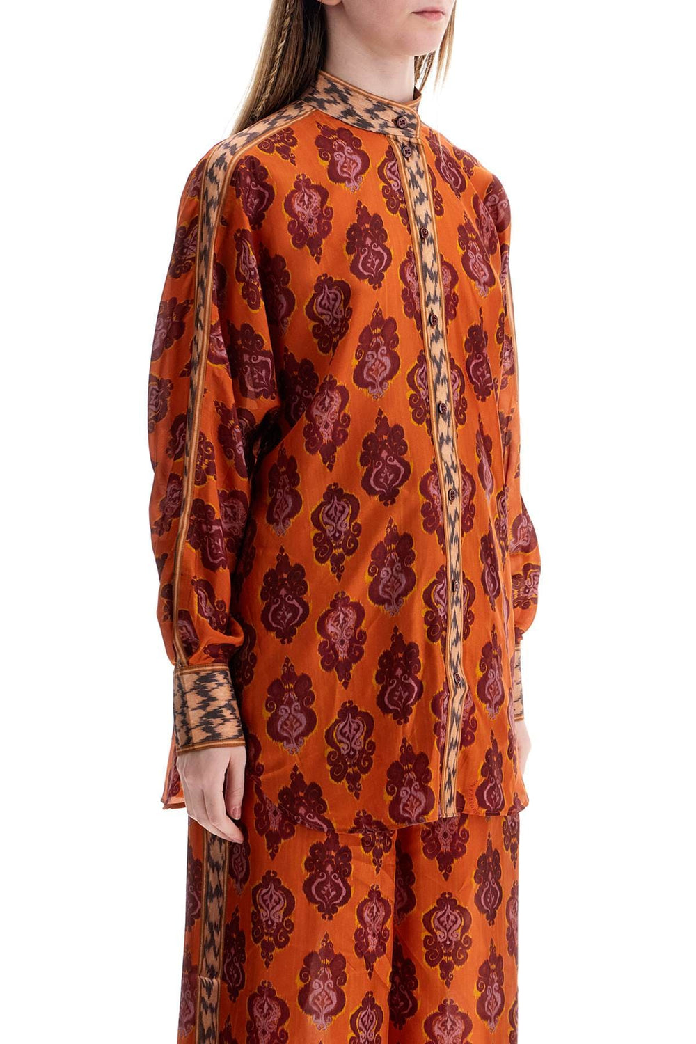 Zimmermann Topwear 0 Zimmermann orange silk shirt ikat long sleeve loose fit Zimmermann orange silk shirt ikat long sleeve loose fit Brand