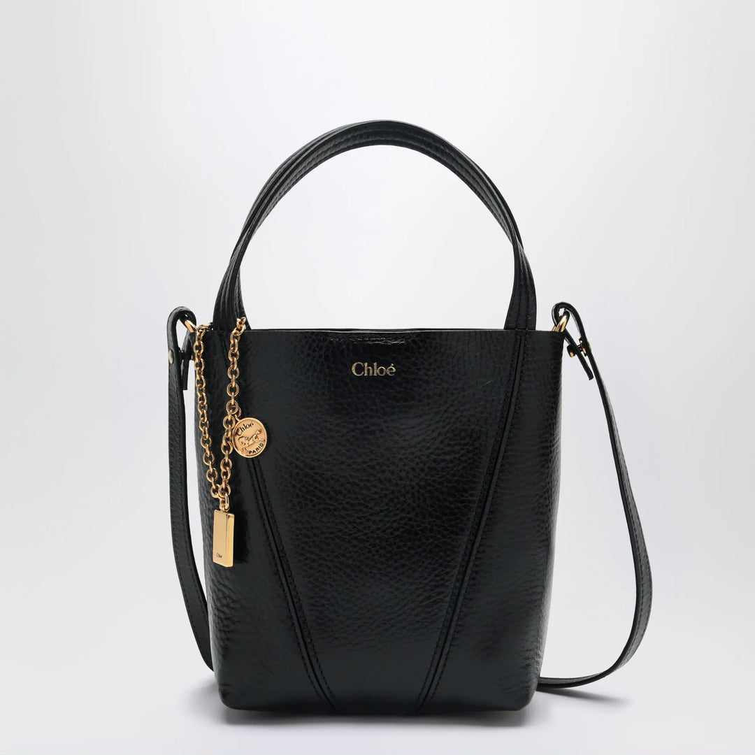 Chloé - Small Spin black leather tote bag Brand Tote Bag U