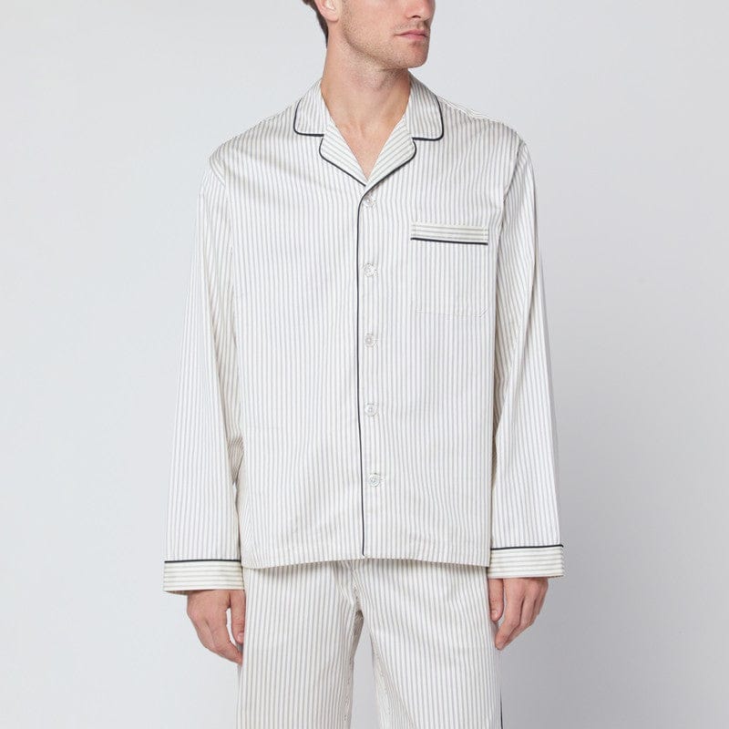 Underwear Tekla - Brown and white striped pyjama shirt - S Brand