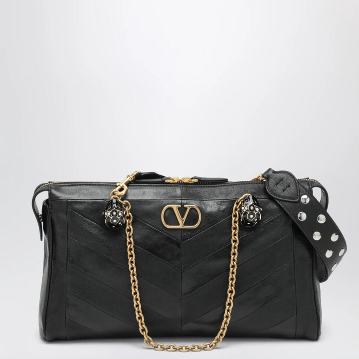Valentino Garavani - Panthea Chevron Bag in Black Leather Brand U