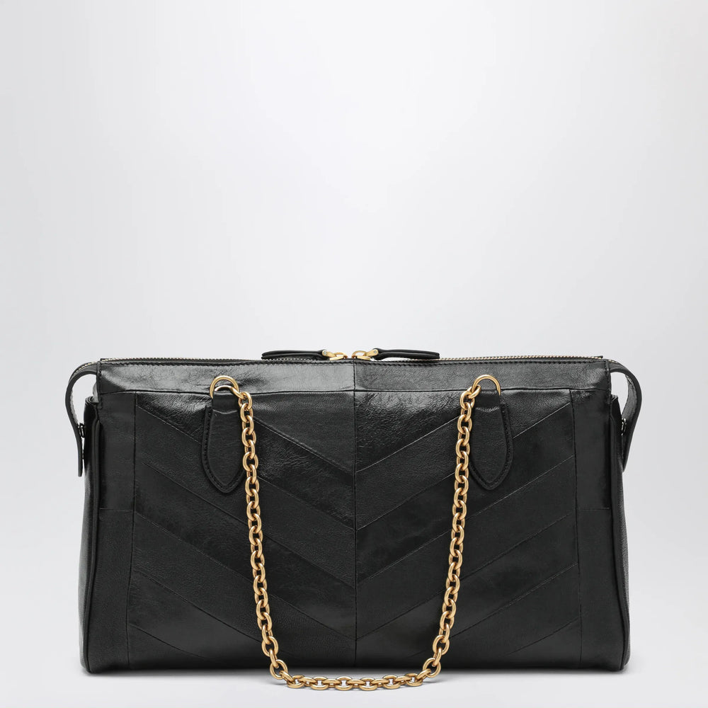 Valentino Garavani - Panthea Chevron Bag in Black Leather Brand U