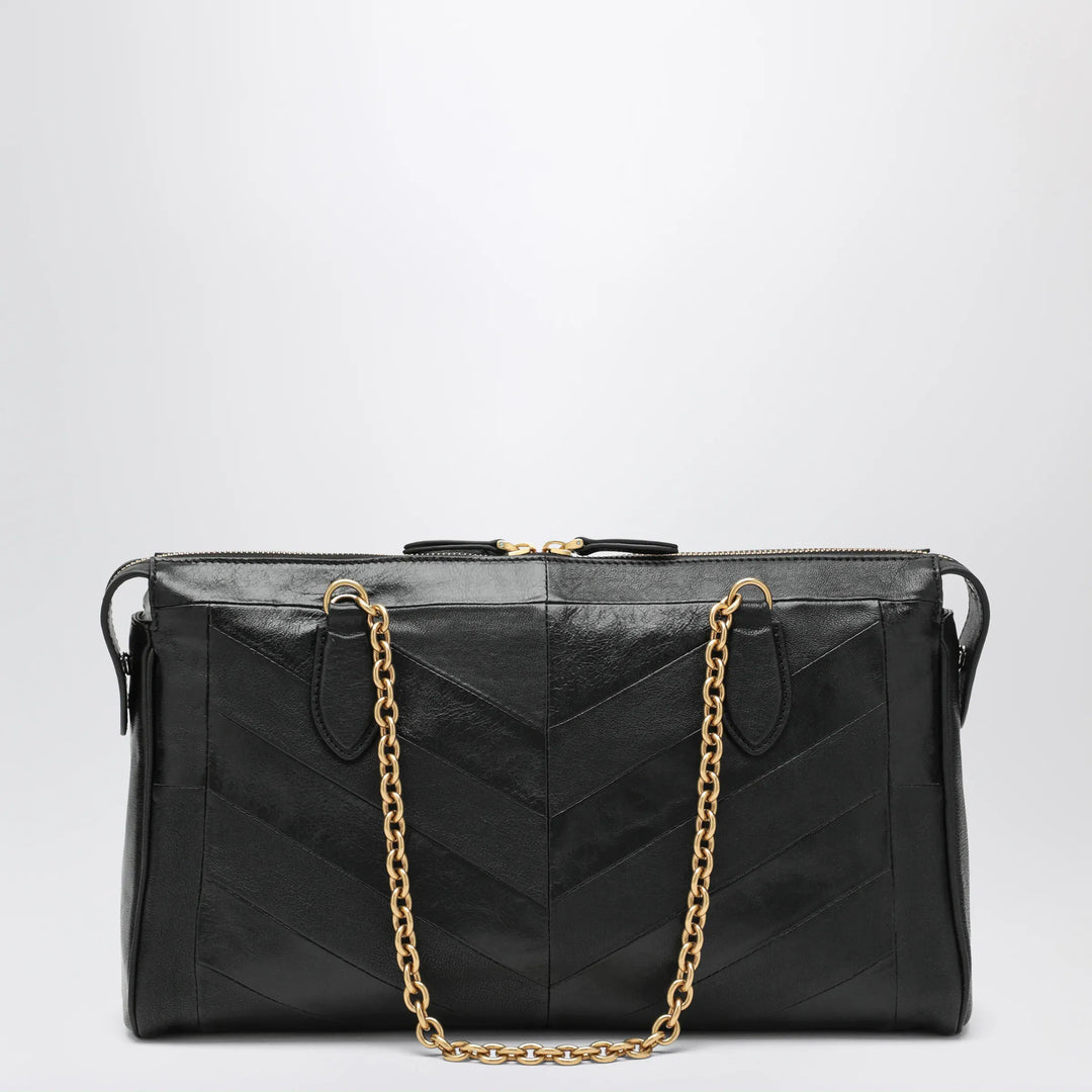 Valentino Garavani - Panthea Chevron Bag in Black Leather Brand U