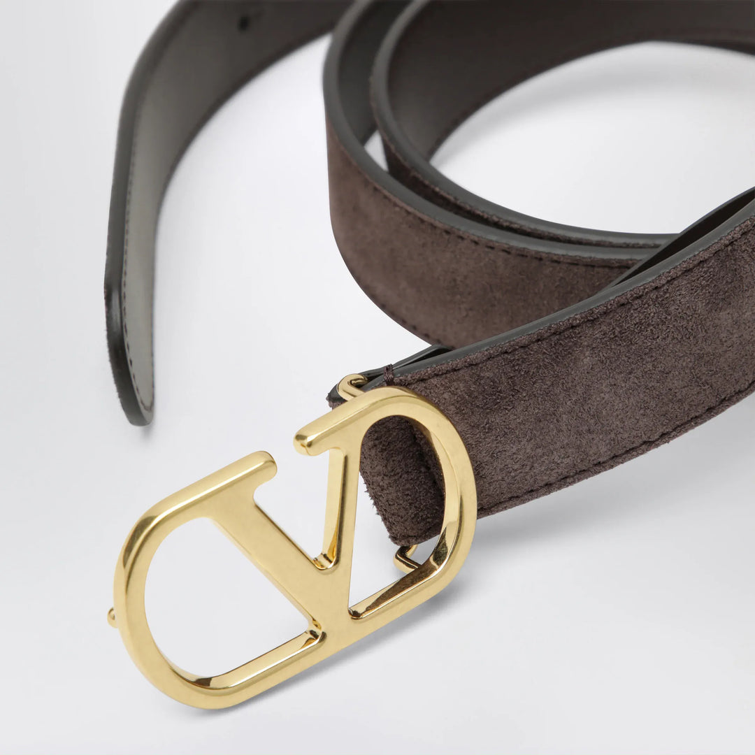 Valentino Garavani - VLogo Signature Belt in Ebony Suede Brand