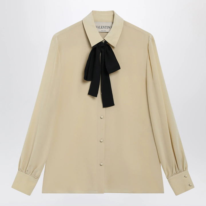 Valentino - Light Beige Silk Bow Shirt Brand 38  IT