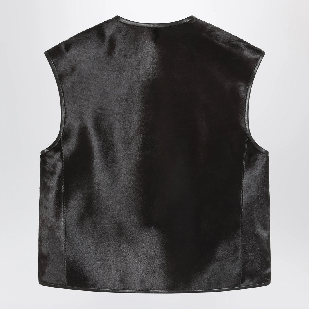 LouLou De Saison - Brown Ampas vest in pony-effect leather Brand Vests