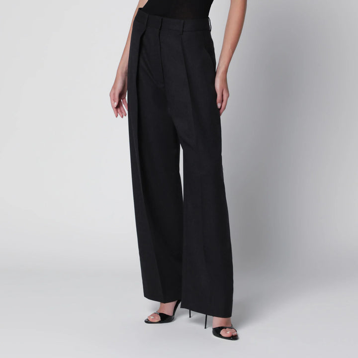 Victoria Beckham - Cecilia Trousers in Dark Grey Mélange Wool Brand
