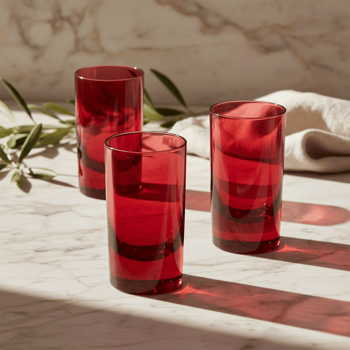 Mario Luca Giusti Set of 3 Whiskey Tumbler Red Brand Whiskey Tumbler